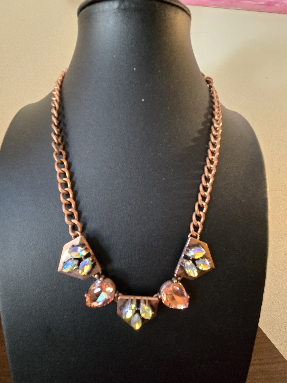 Rose Gold Crystal Statement Necklace - Women Jewelry